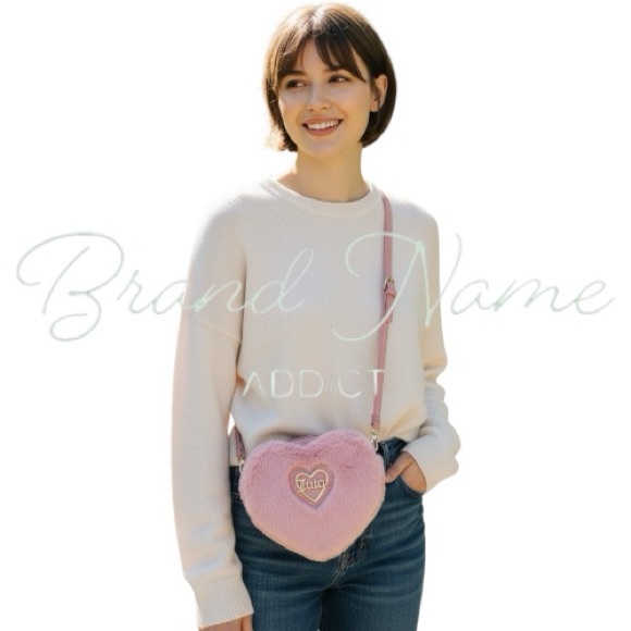 Juicy Couture Fuzzy Taffy Pink Heart Crossbody Bag - Picture 8 of 8